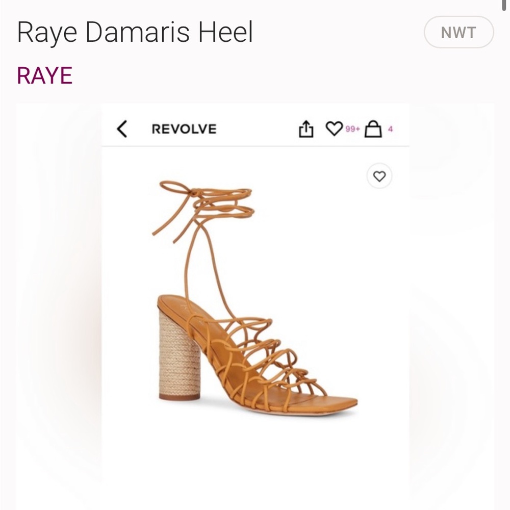 RAYE Tan Lace-Up Heels with Block Heel